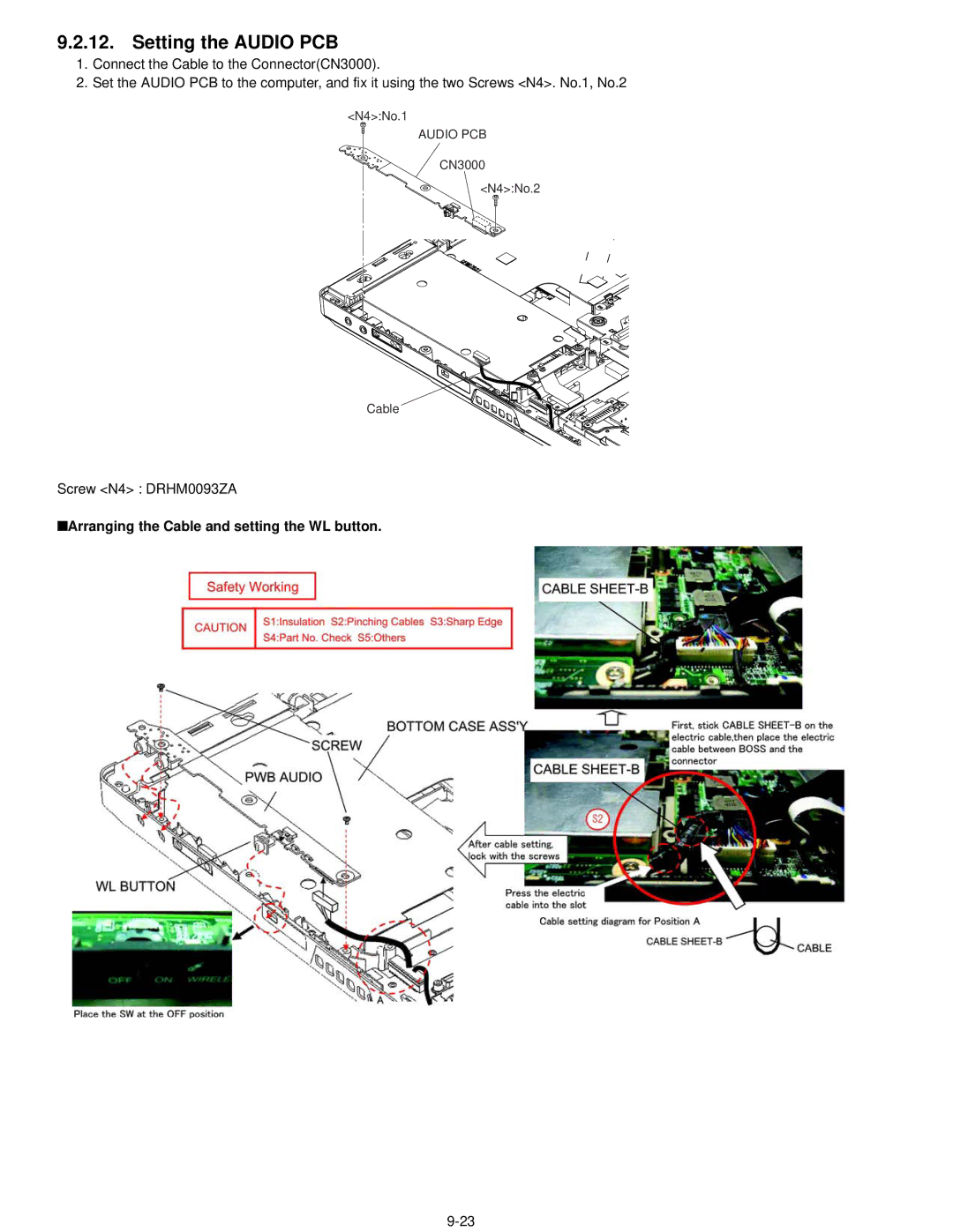 Matsushita CF-52AJYZDZM service manual Setting the Audio PCB 