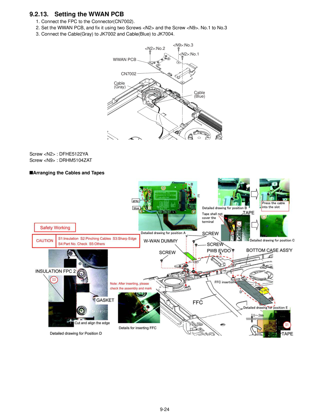 Matsushita CF-52AJYZDZM service manual Setting the Wwan PCB 