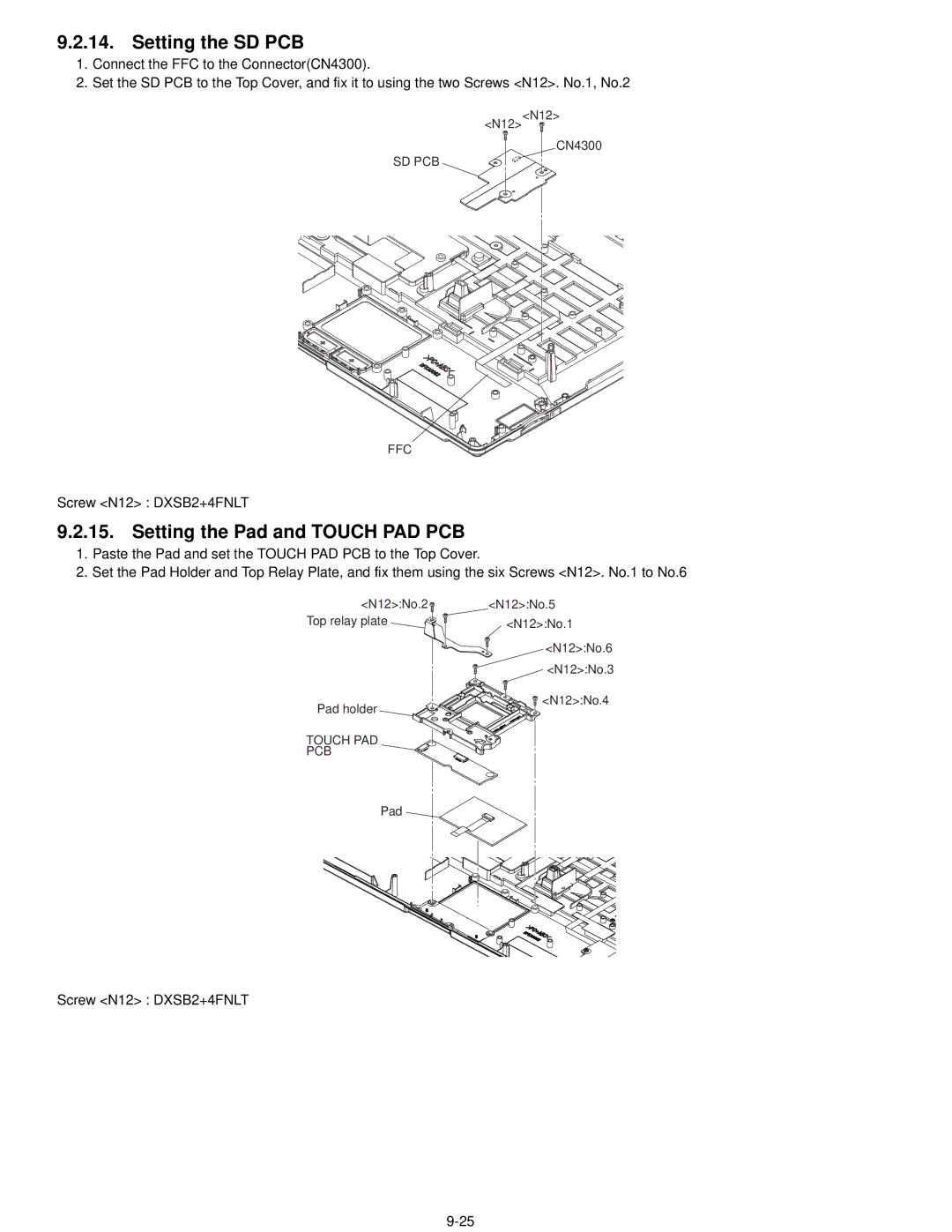 Matsushita CF-52AJYZDZM service manual Setting the SD PCB, Setting the Pad and Touch PAD PCB 