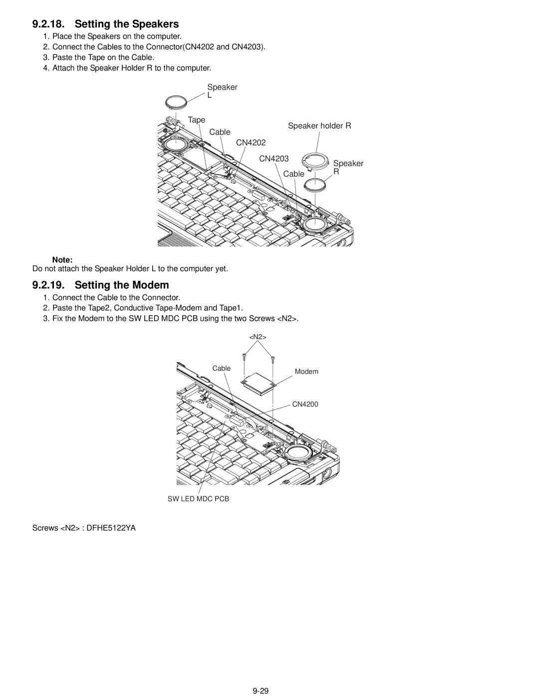 Matsushita CF-52AJYZDZM service manual Setting the Speakers, Setting the Modem 