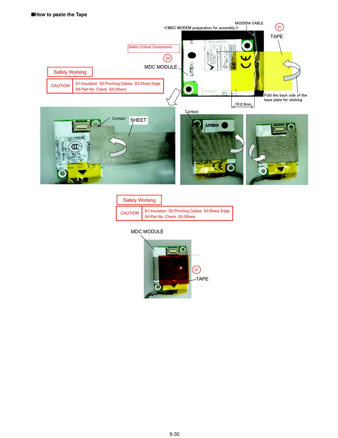 Matsushita CF-52AJYZDZM service manual How to paste the Tape 