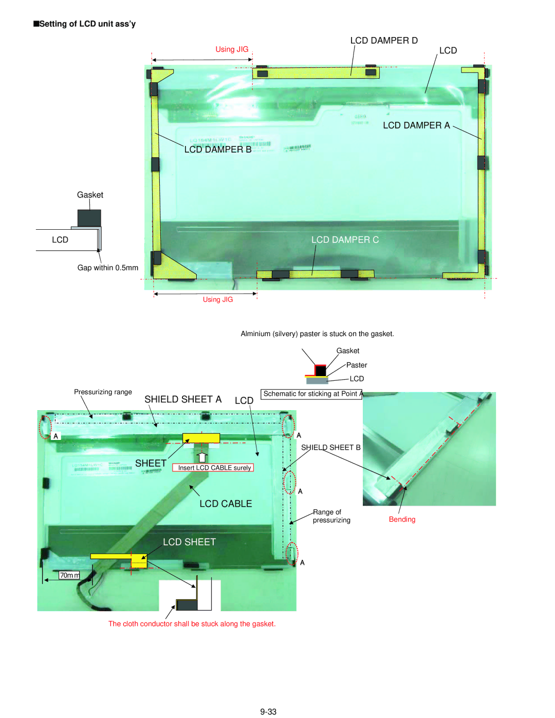 Matsushita CF-52AJYZDZM service manual LCD Damper C, Shield Sheet B 