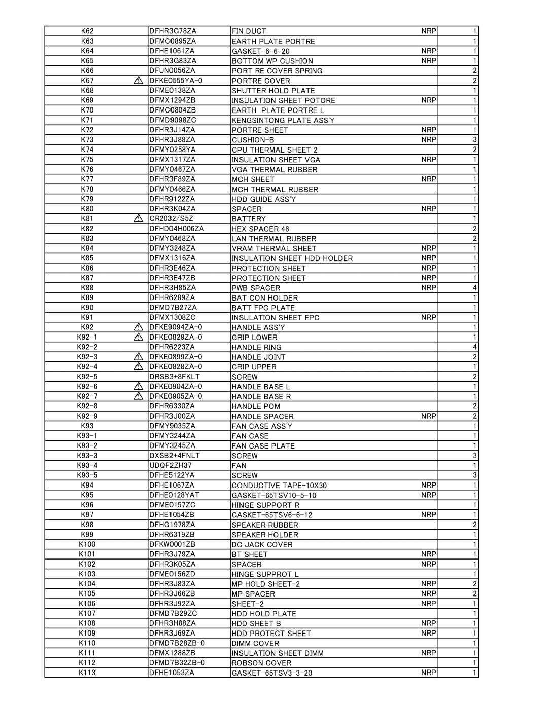 Matsushita CF-52AJYZDZM service manual DFHR3G78ZA FIN Duct 