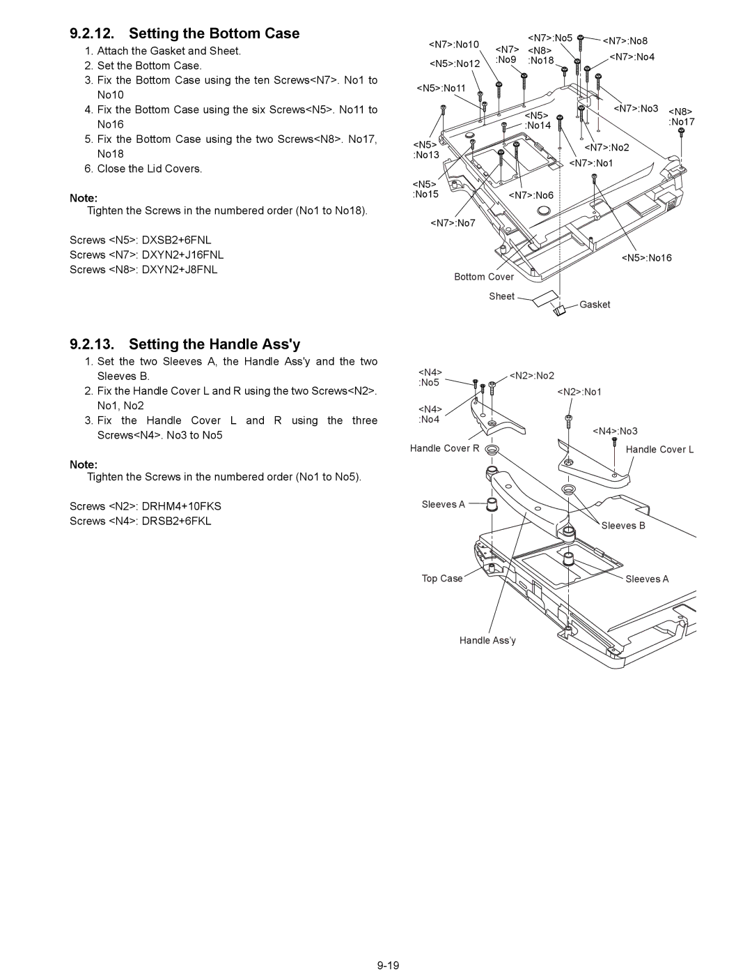 Matsushita CF-74ECBAXBM manual Setting the Bottom Case, Setting the Handle Assy 