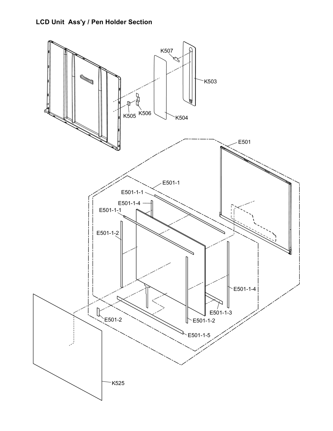 Matsushita CF-T4GWCTZ1 2 service manual LCD Unit Assy / Pen Holder Section 