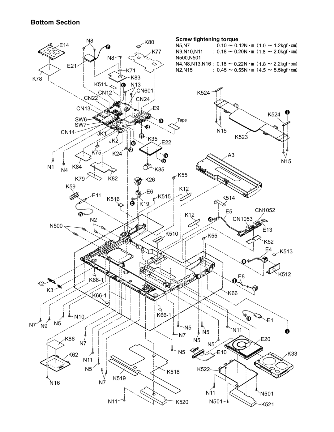 Matsushita CF-T4GWCTZ1 2 service manual Bottom Section, JK2 