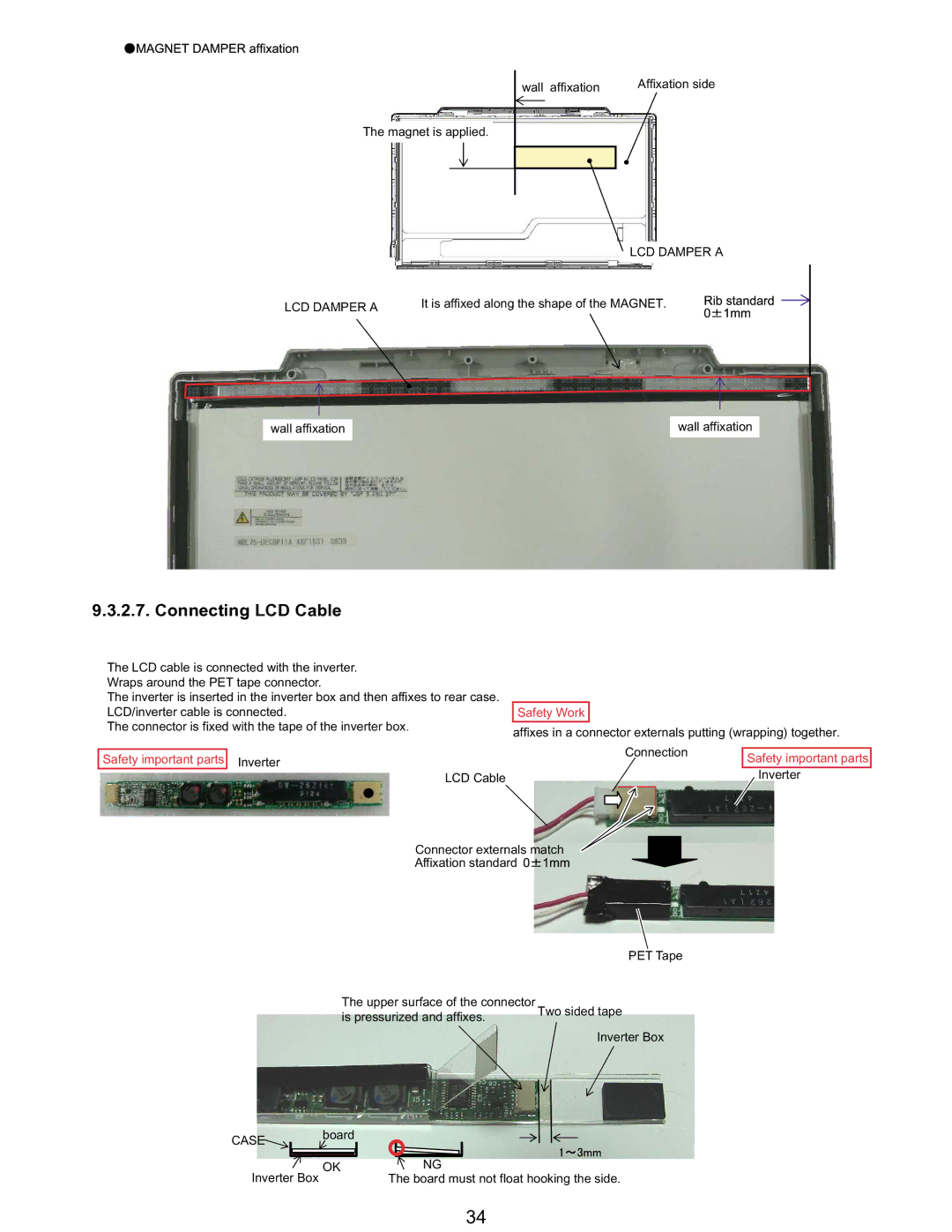 Matsushita CF-T5LWETZ1 2 service manual Connecting LCD Cable, LCD Damper a, Case 