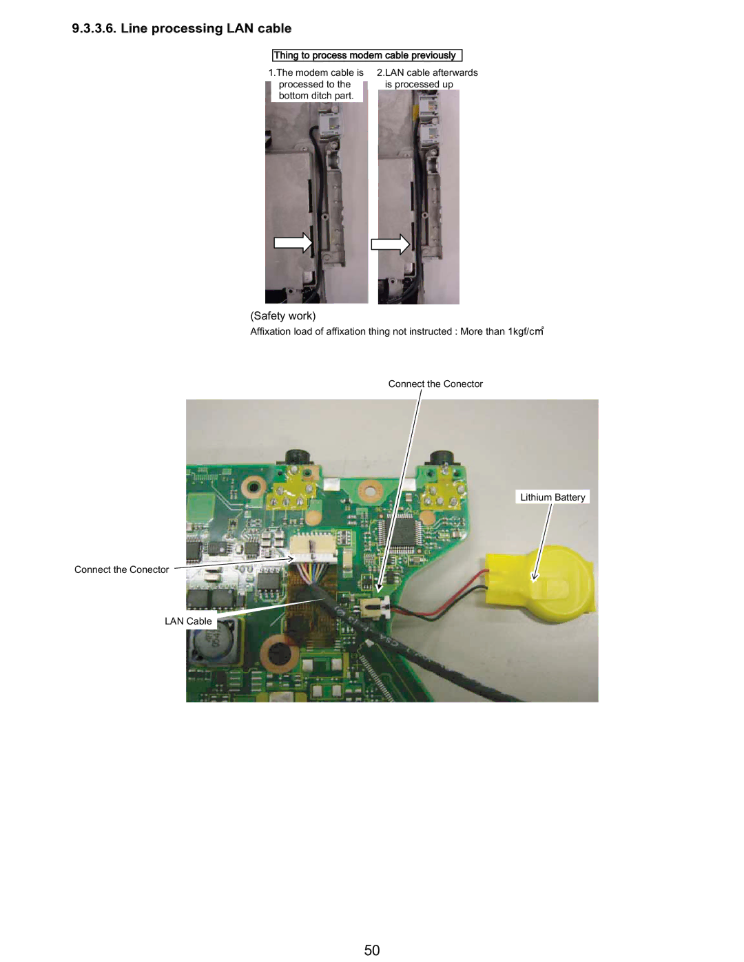 Matsushita CF-T5LWETZ1 2 service manual Line processing LAN cable, Safety work 