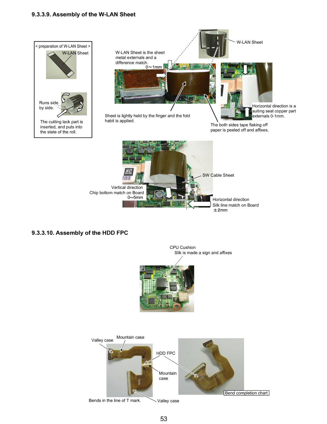 Matsushita CF-T5LWETZ1 2 service manual Assembly of the W-LAN Sheet, Assembly of the HDD FPC, Hdd Fpc 