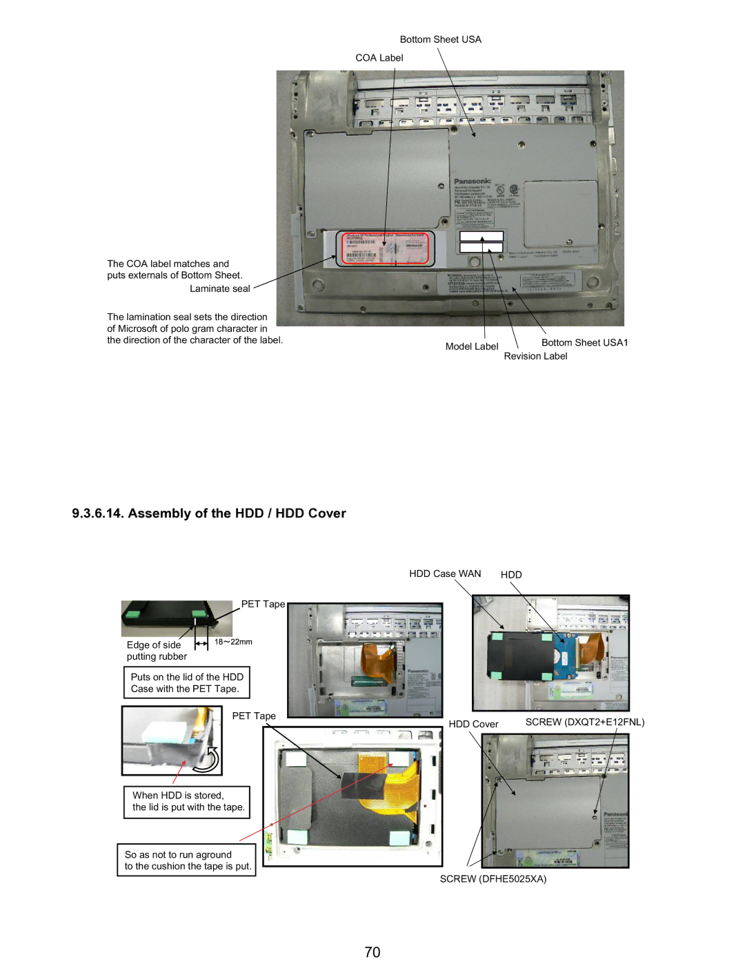 Matsushita CF-T5LWETZ1 2 service manual Assembly of the HDD / HDD Cover, Screw DXQT2+E12FNL 