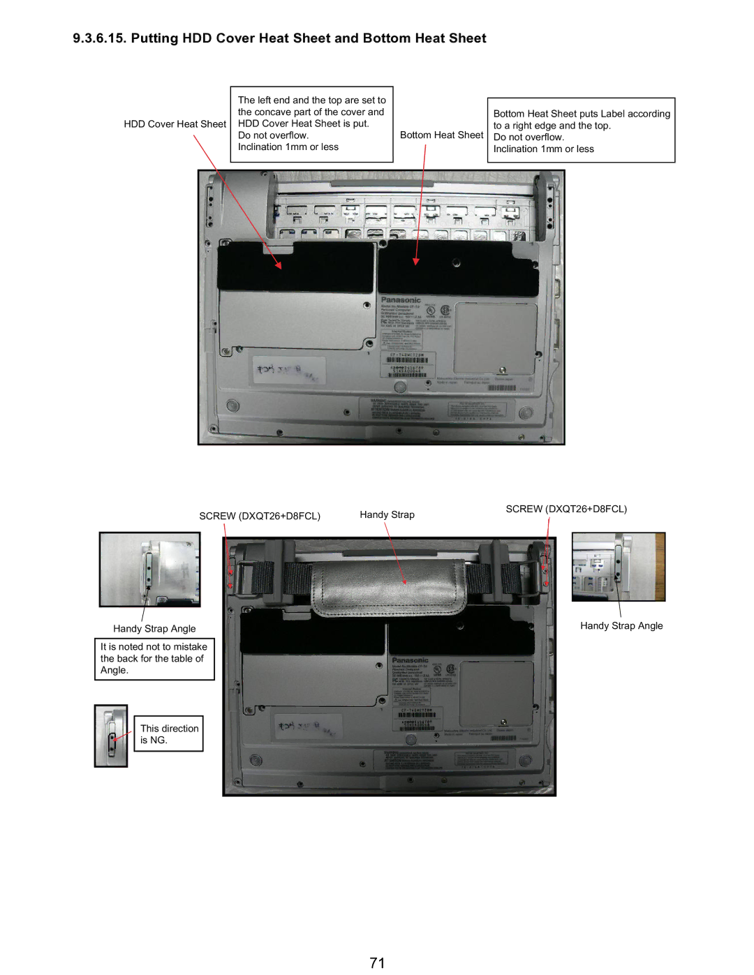 Matsushita CF-T5LWETZ1 2 service manual Putting HDD Cover Heat Sheet and Bottom Heat Sheet, Screw DXQT26+D8FCL 