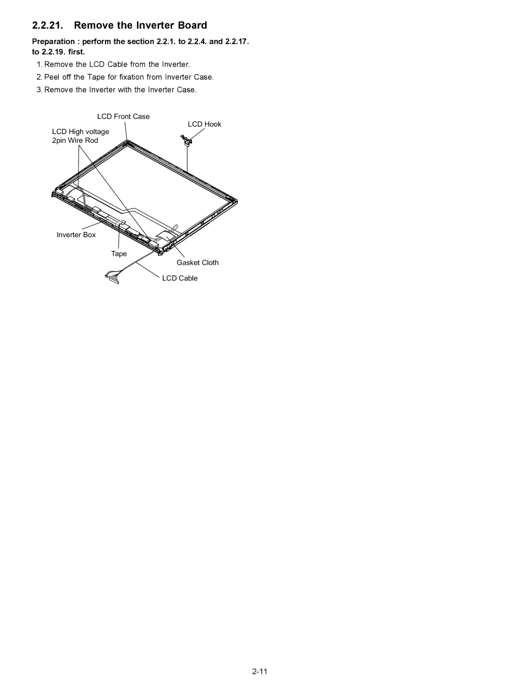 Matsushita CF-W4GWCZZ service manual Remove the Inverter Board 