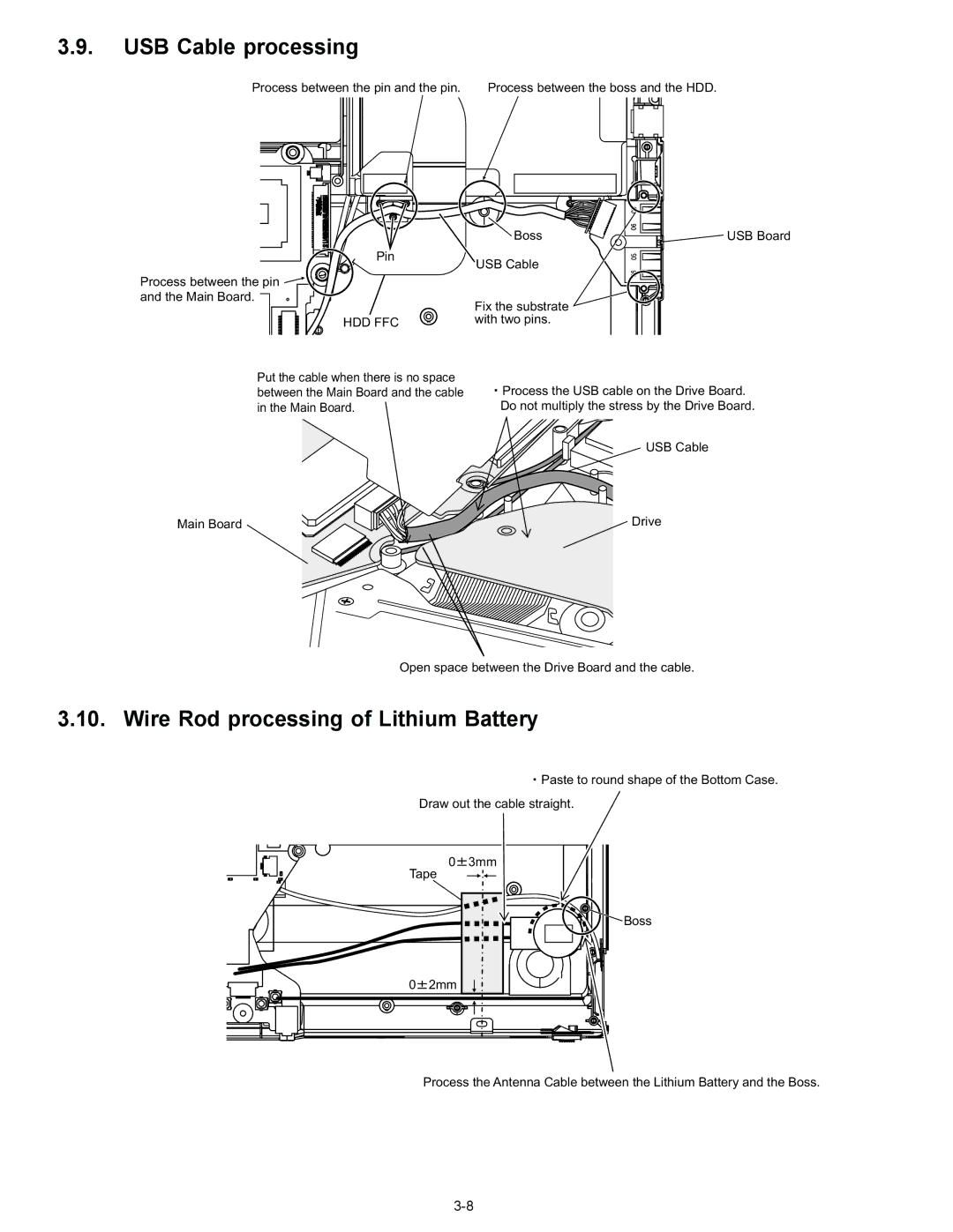 Matsushita CF-W4GWCZZ service manual USB Cable processing, Wire Rod processing of Lithium Battery 