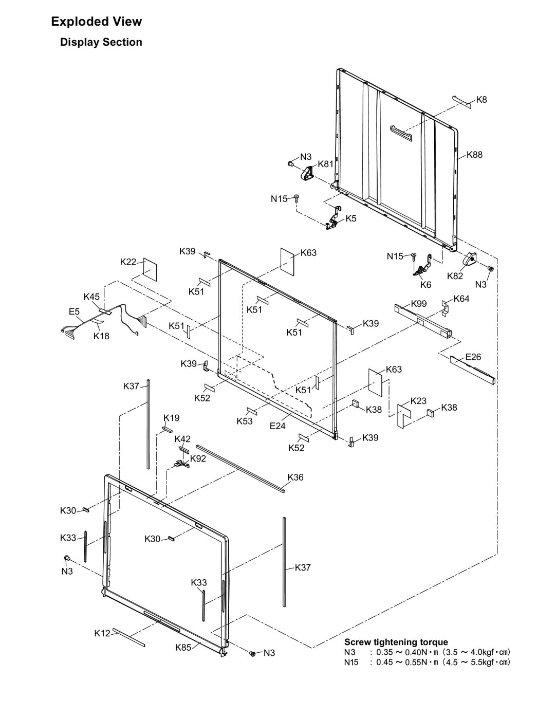 Matsushita CF-W4GWCZZ service manual Exploded View, Display Section 