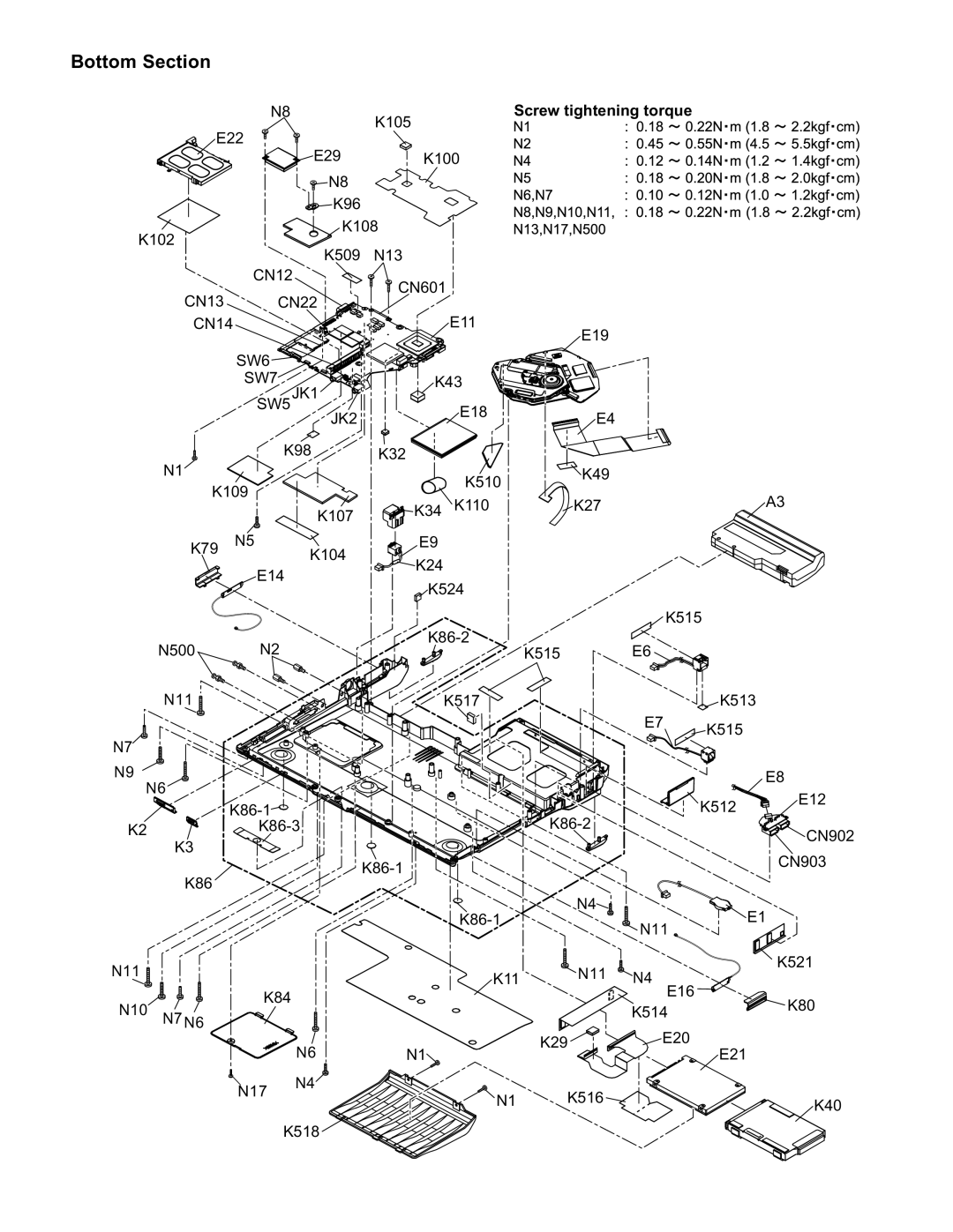 Matsushita CF-W4GWCZZ service manual Bottom Section, JK2 