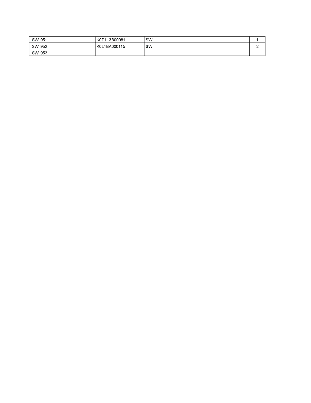 Matsushita CF-W4GWCZZ service manual SW 952 SW K0D113B00081 K0L1BA000115 