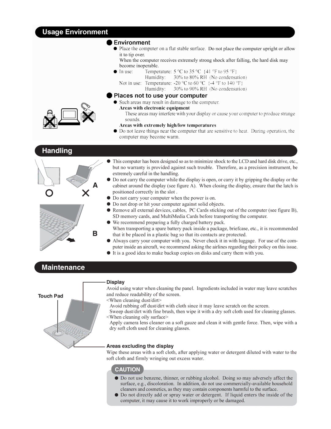 Matsushita CF-W4GWCZZ service manual Handling 