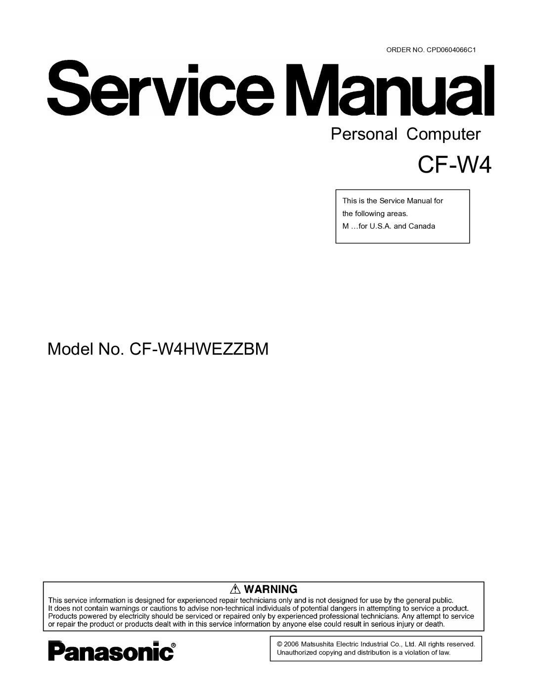 Matsushita CF-W4HWEZZBM service manual 