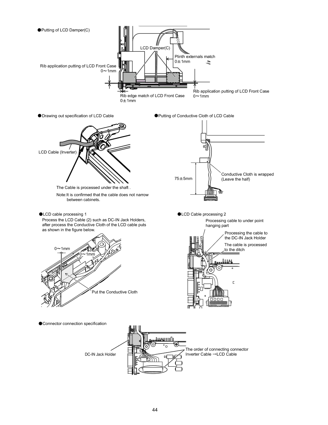 Matsushita CF-W4HWEZZBM service manual Putting of LCD DamperC Plinth externals match 0 1mm 