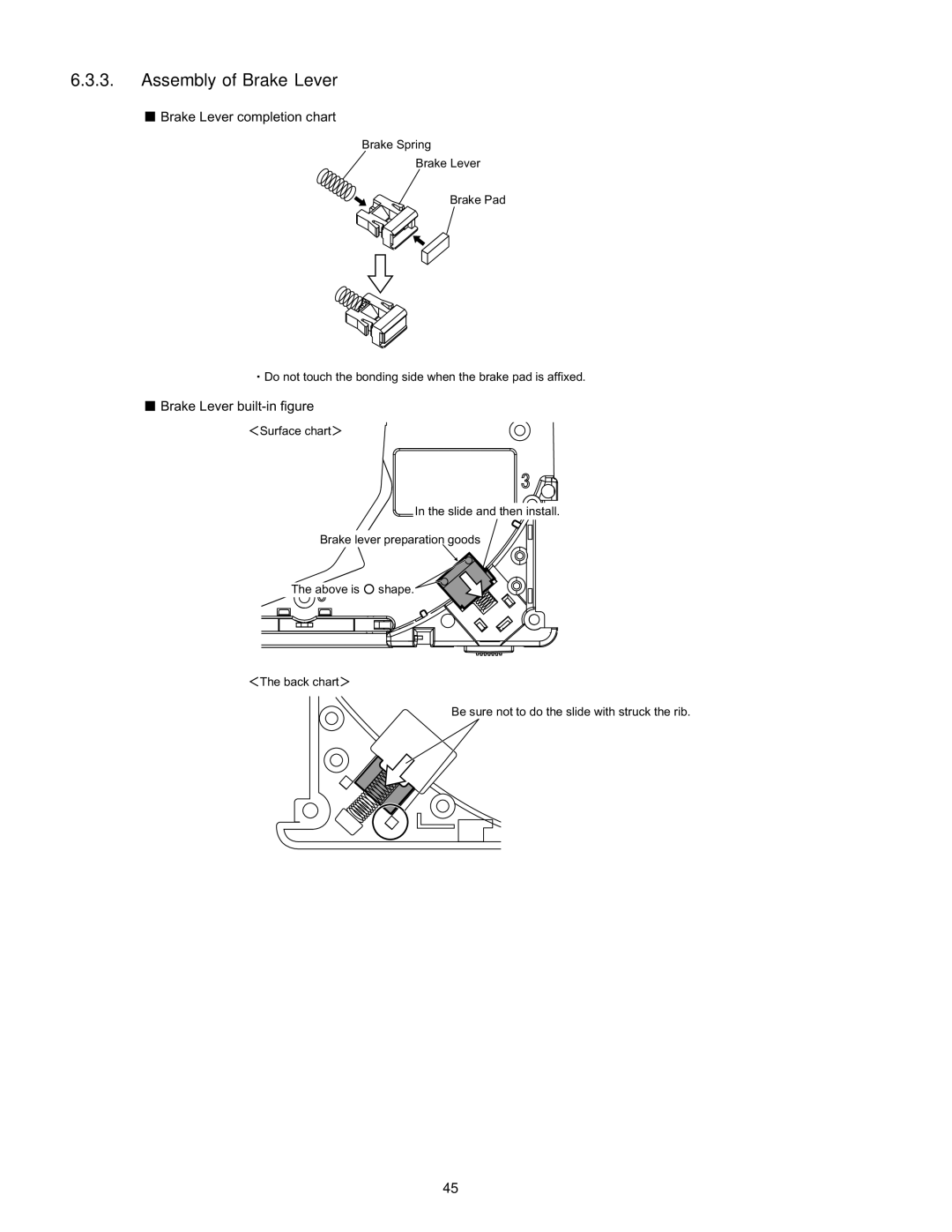 Matsushita CF-W4HWEZZBM service manual Assembly of Brake Lever, Brake Lever completion chart 