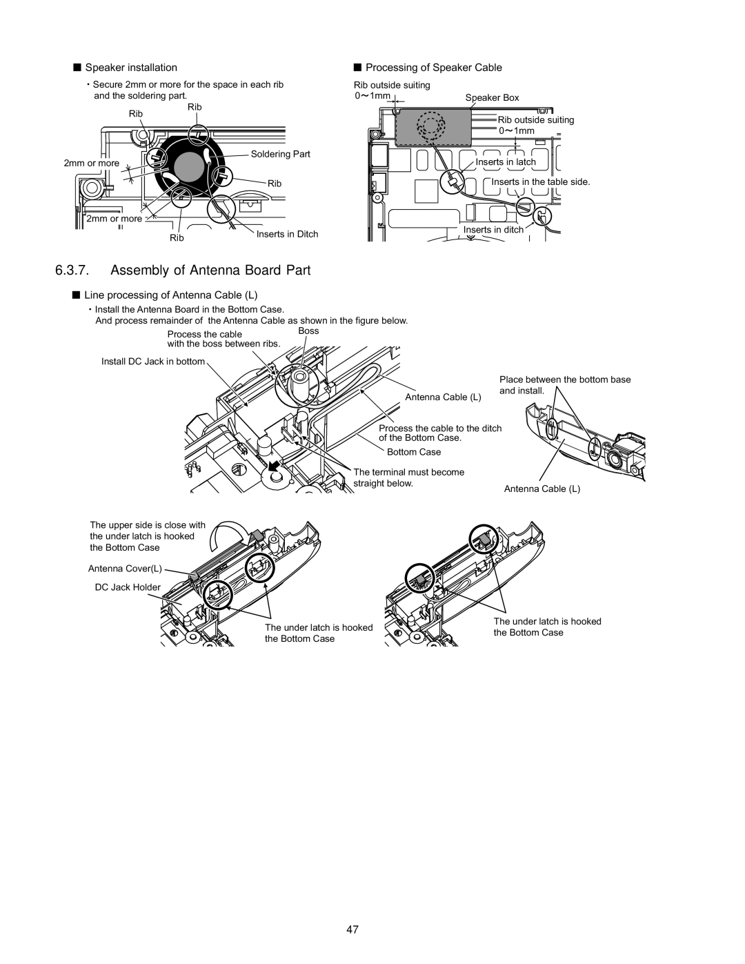 Matsushita CF-W4HWEZZBM service manual Assembly of Antenna Board Part, Speaker installation 