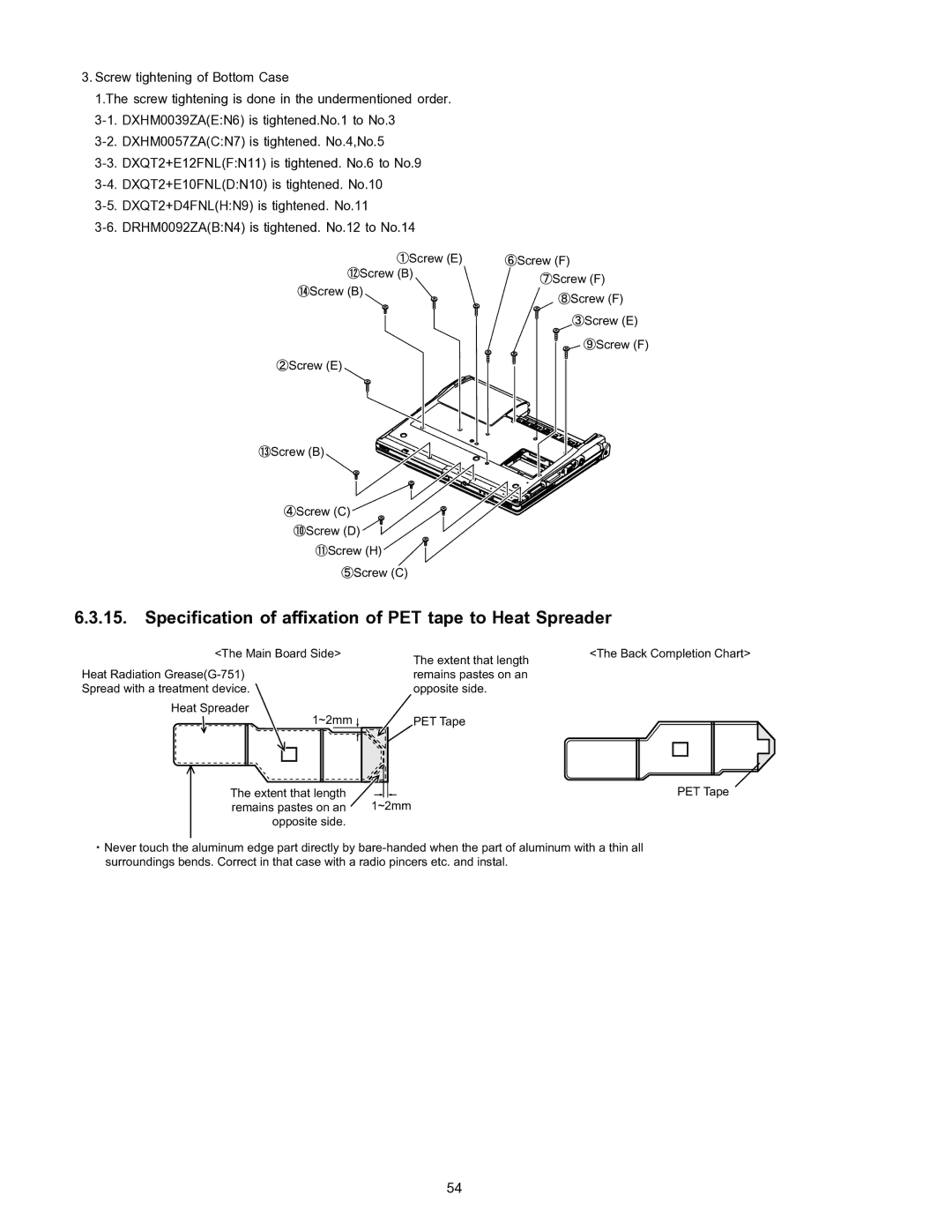 Matsushita CF-W4HWEZZBM service manual Specification of affixation of PET tape to Heat Spreader 