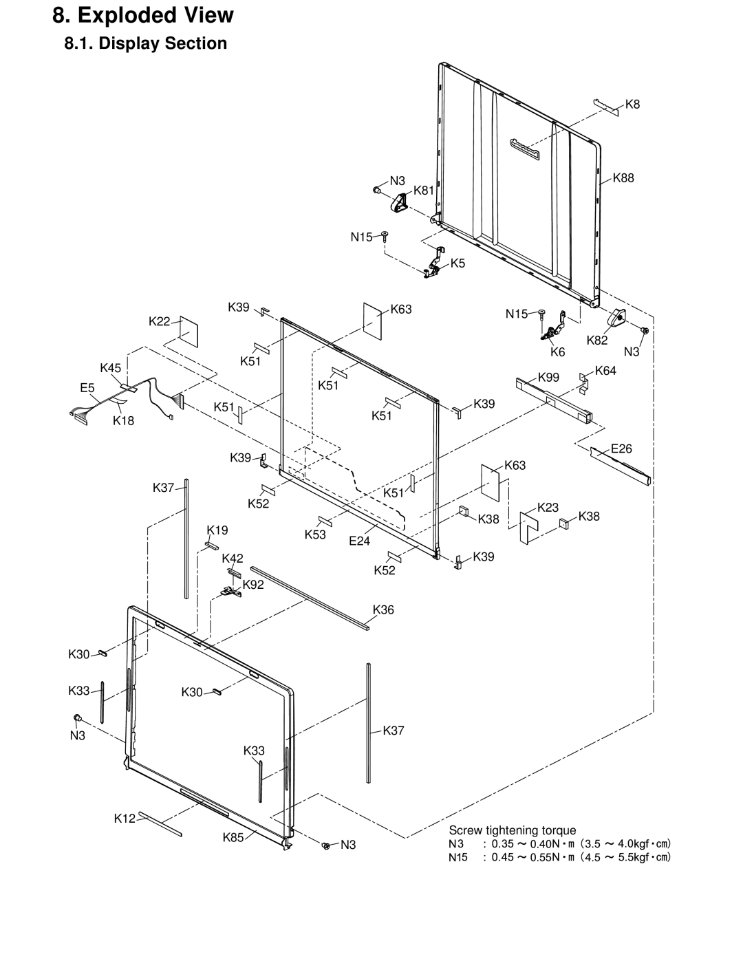 Matsushita CF-W4HWEZZBM service manual Exploded View, Display Section 