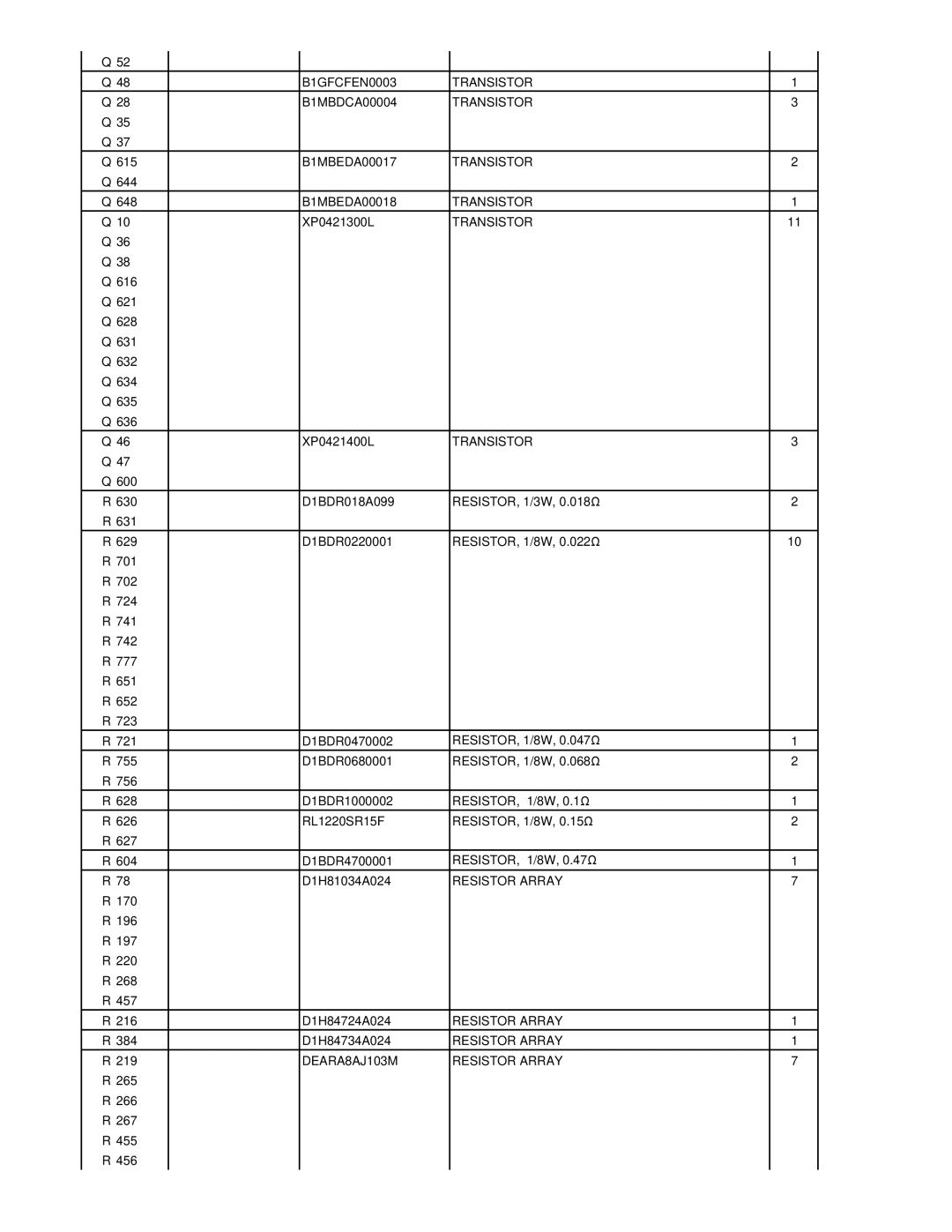 Matsushita CF-W5LWEZZ1 2 service manual B1GFCFEN0003 Transistor, DEARA8AJ103M Resistor Array 