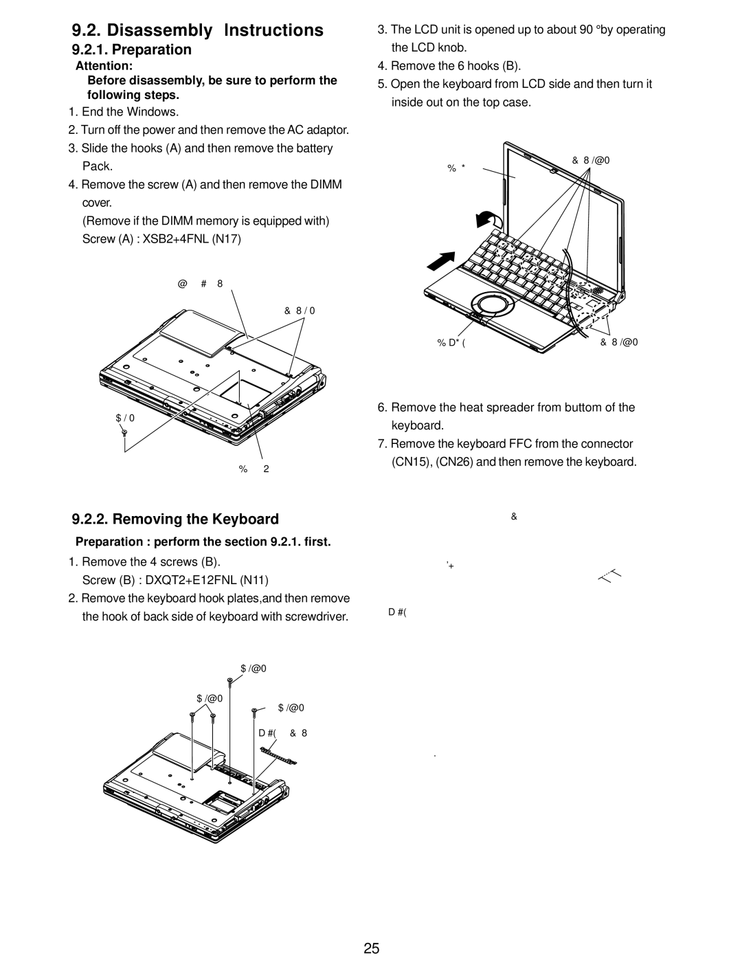 Matsushita CF-W5LWEZZ1 2 Preparation, Removing the Keyboard, Before disassembly, be sure to perform the following steps 