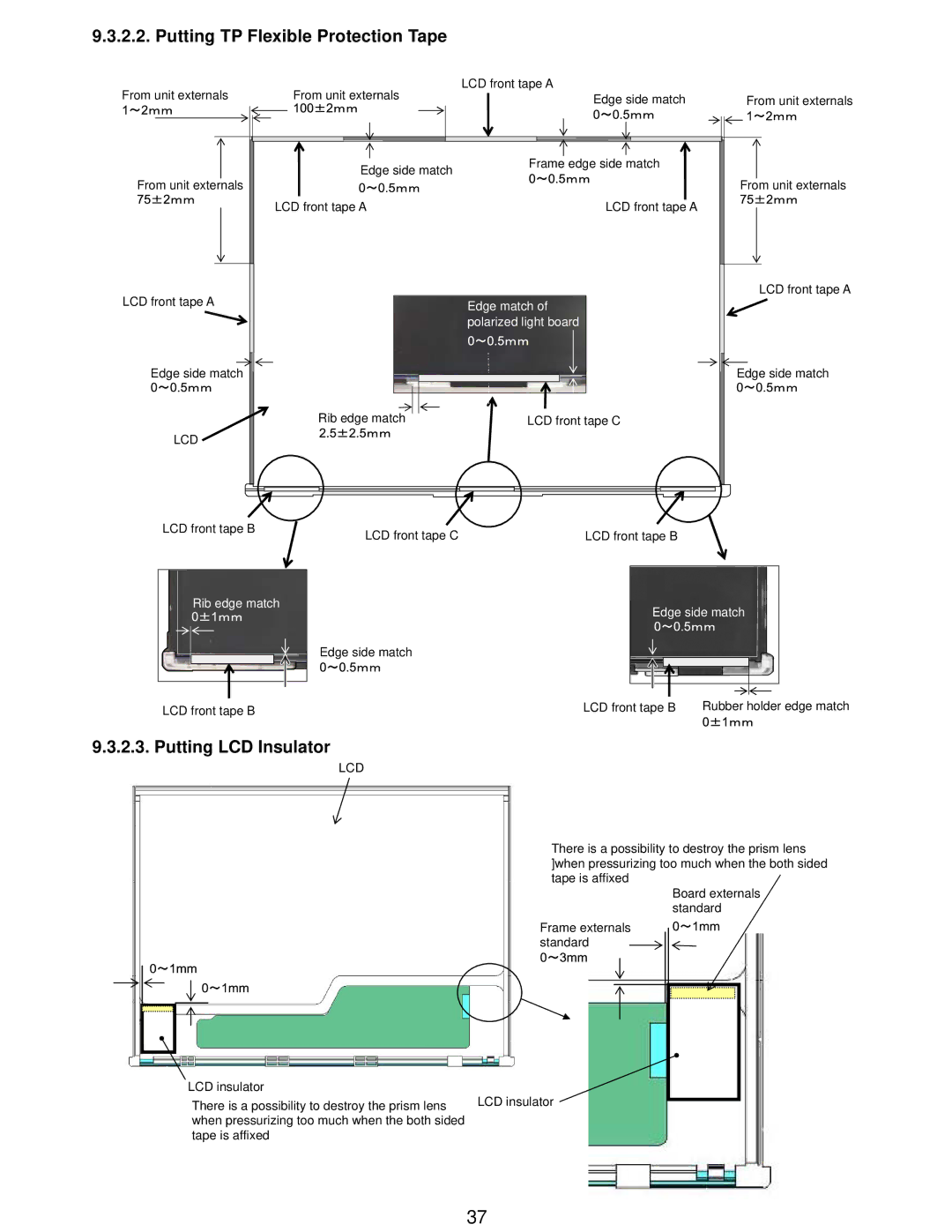 Matsushita CF-W5LWEZZ1 2 service manual Putting TP Flexible Protection Tape, Putting LCD Insulator, Lcd 