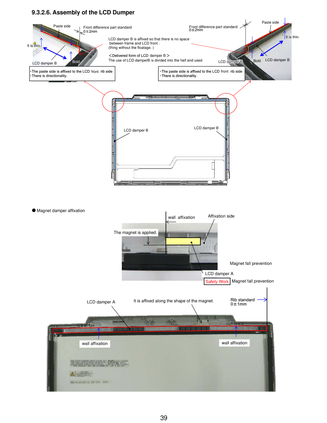 Matsushita CF-W5LWEZZ1 2 service manual Assembly of the LCD Dumper, Bold 