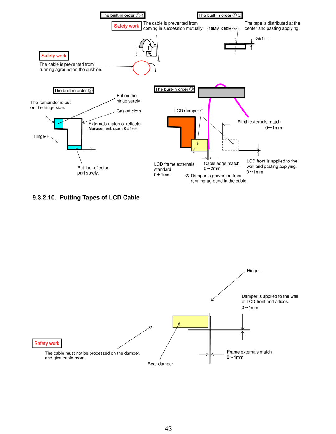 Matsushita CF-W5LWEZZ1 2 service manual Putting Tapes of LCD Cable, Safety work 