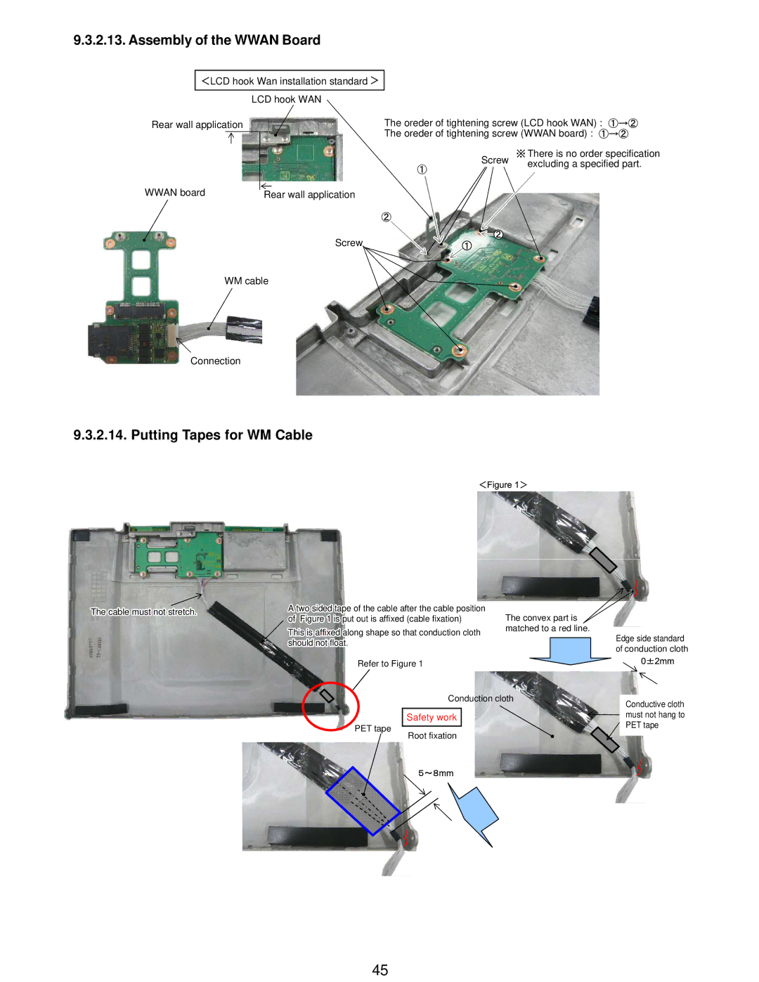 Matsushita CF-W5LWEZZ1 2 service manual Assembly of the Wwan Board, Putting Tapes for WM Cable 