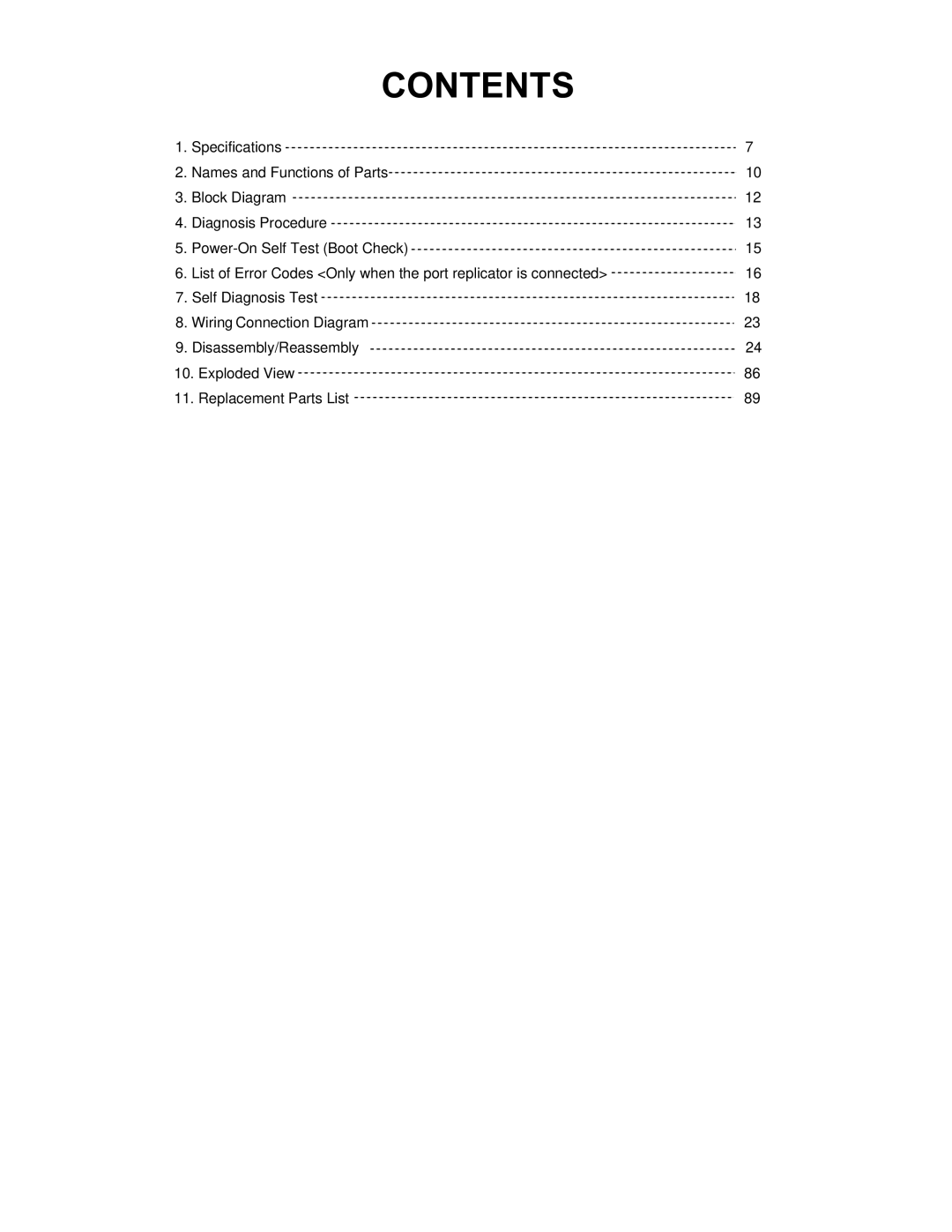 Matsushita CF-W5LWEZZ1 2 service manual Contents 