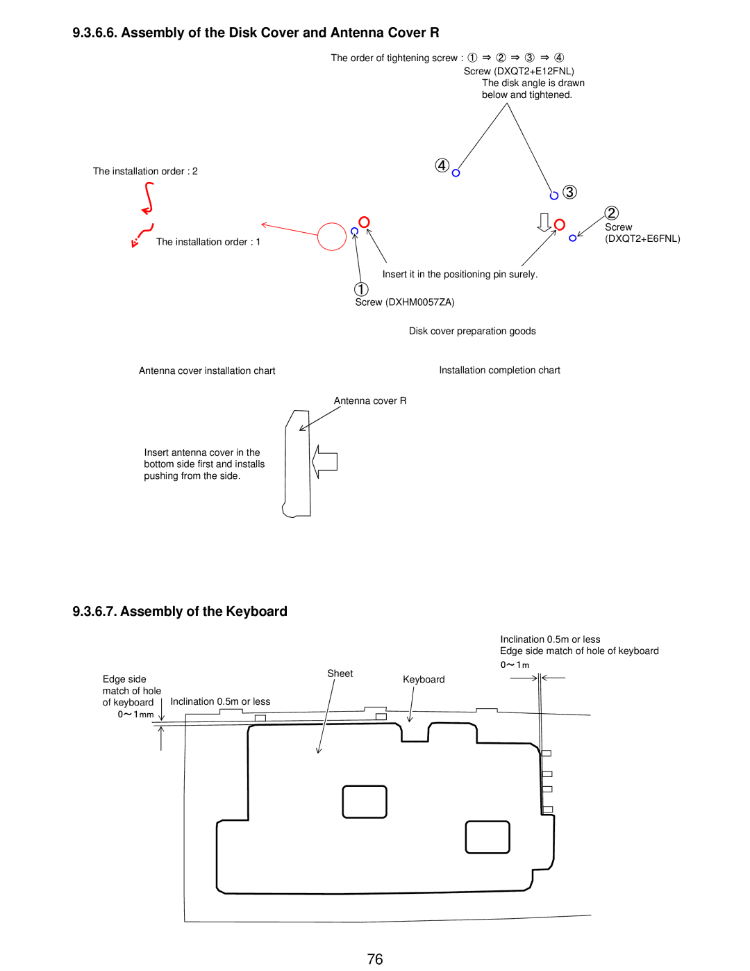 Matsushita CF-W5LWEZZ1 2 service manual Assembly of the Disk Cover and Antenna Cover R, Assembly of the Keyboard 