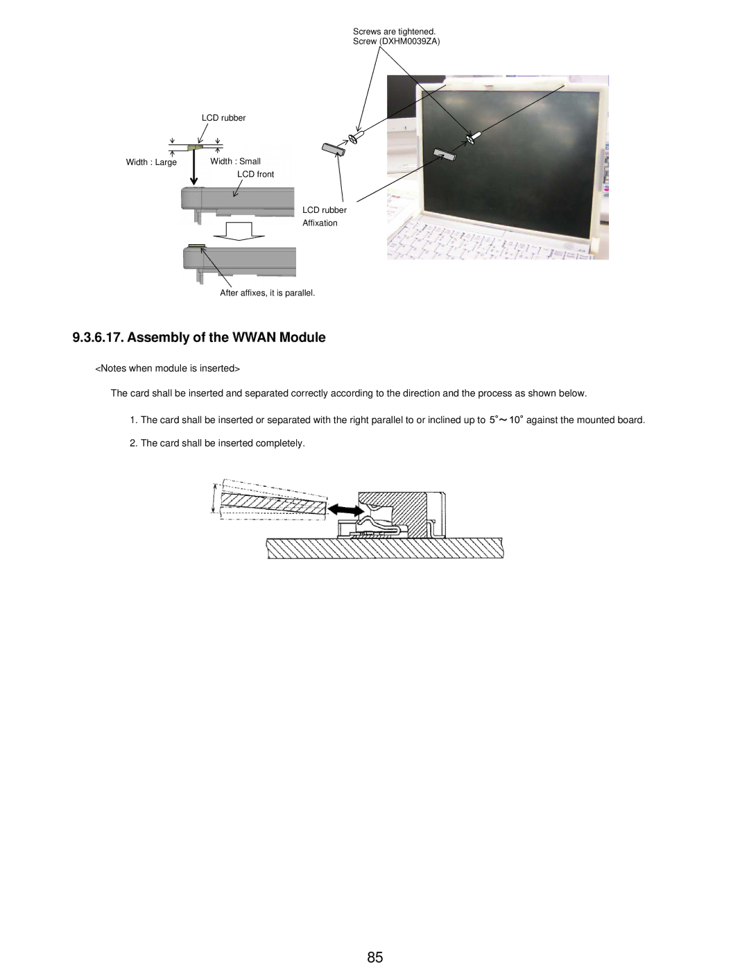 Matsushita CF-W5LWEZZ1 2 service manual Assembly of the Wwan Module 