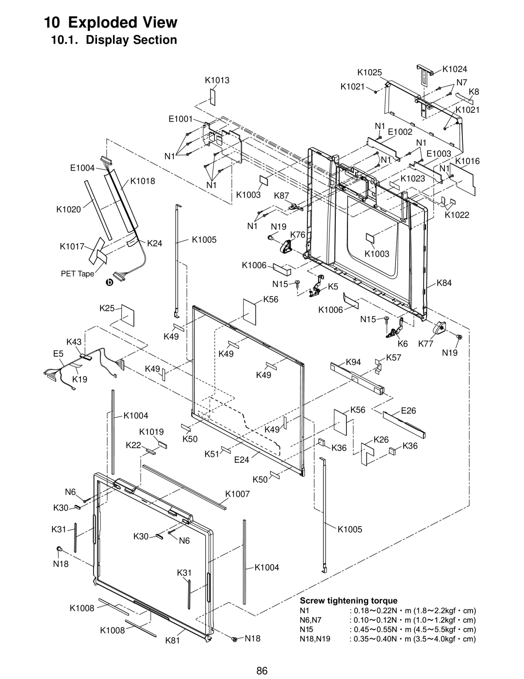 Matsushita CF-W5LWEZZ1 2 service manual Exploded View, Screw tightening torque 