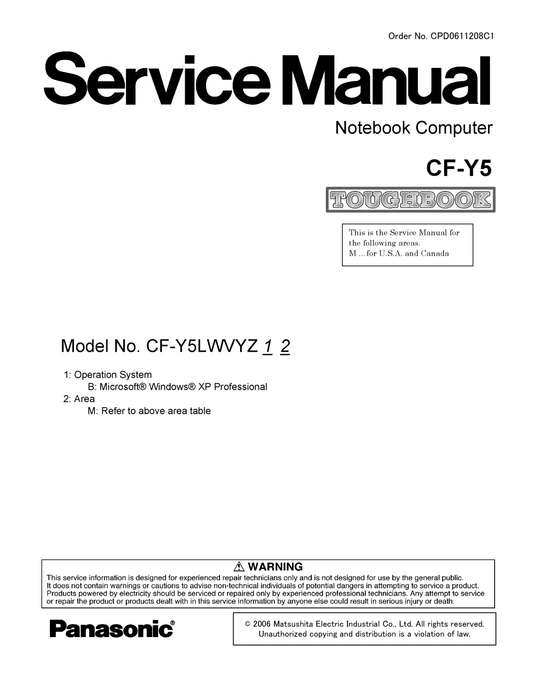 Matsushita CF-Y5LWVYZ 1 2 service manual 