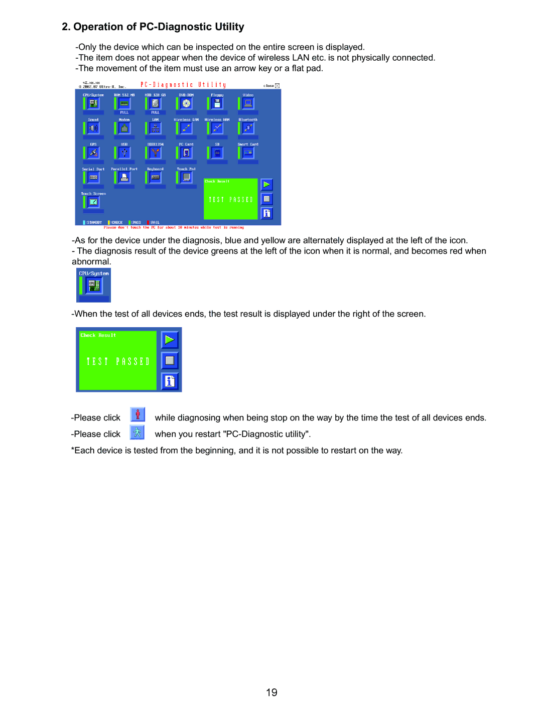 Matsushita CF-Y5LWVYZ 1 2 service manual Operation of PC-Diagnostic Utility 