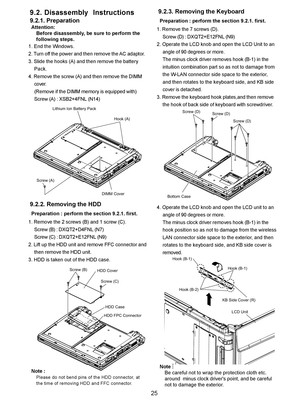 Matsushita CF-Y5LWVYZ 1 2 service manual Removing the HDD, Removing the Keyboard, Preparation perform the .2.1. first 