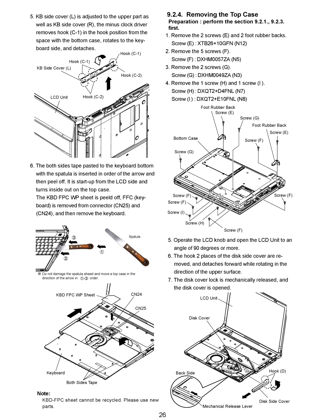 Matsushita CF-Y5LWVYZ 1 2 service manual Removing the Top Case, Preparation perform the .2.1., 9.2.3. first 