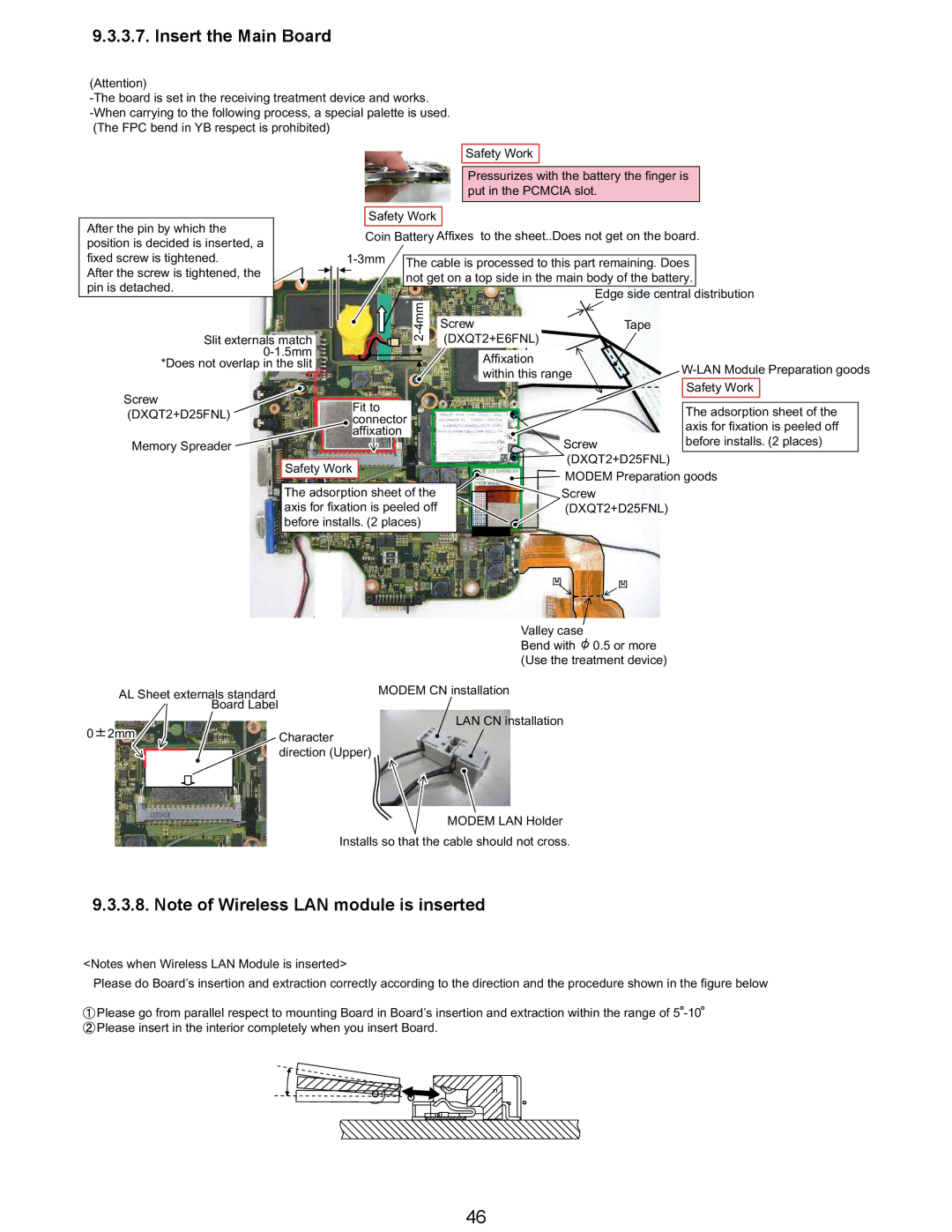 Matsushita CF-Y5LWVYZ 1 2 service manual Insert the Main Board, DXQT2+E6FNL, DXQT2+D25FNL 