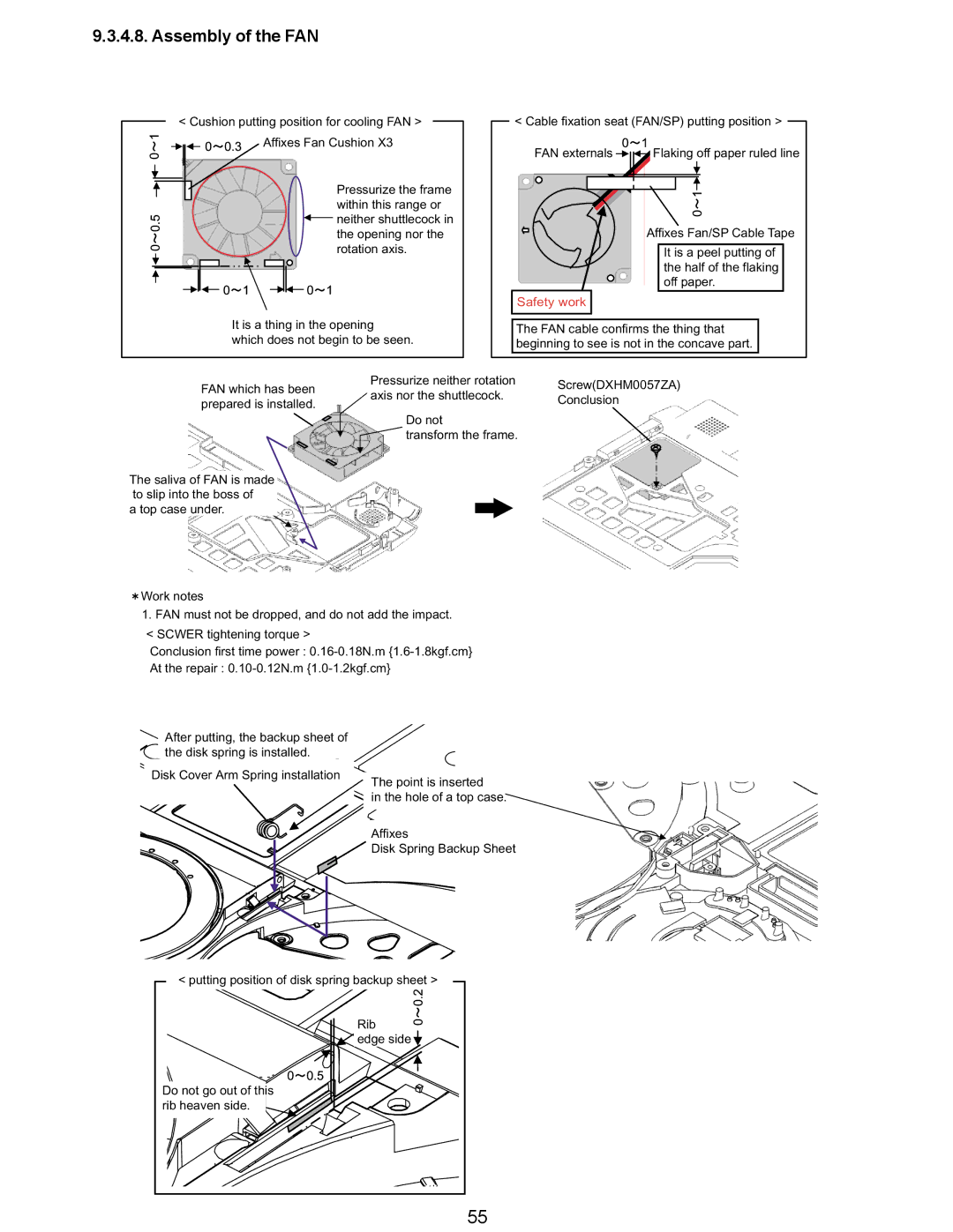 Matsushita CF-Y5LWVYZ 1 2 service manual Assembly of the FAN, Axis nor the shuttlecock, Conclusion 