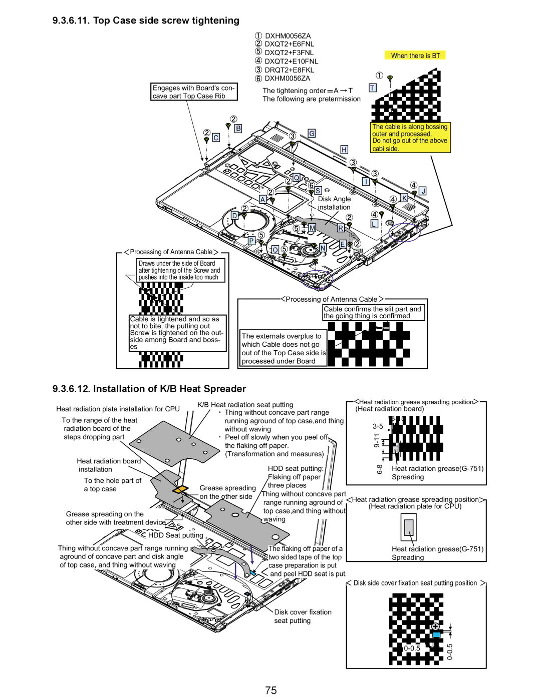 Matsushita CF-Y5LWVYZ 1 2 service manual Top Case side screw tightening, Installation of K/B Heat Spreader 