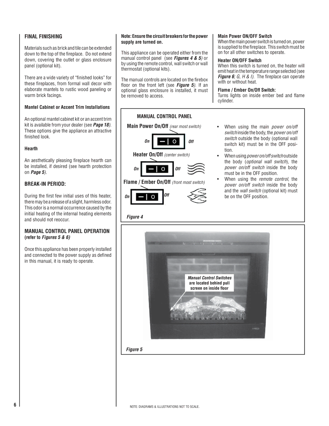 Matsushita MPE-33R warranty Final Finishing, BREAK-IN Period, Manual Control Panel Operation 