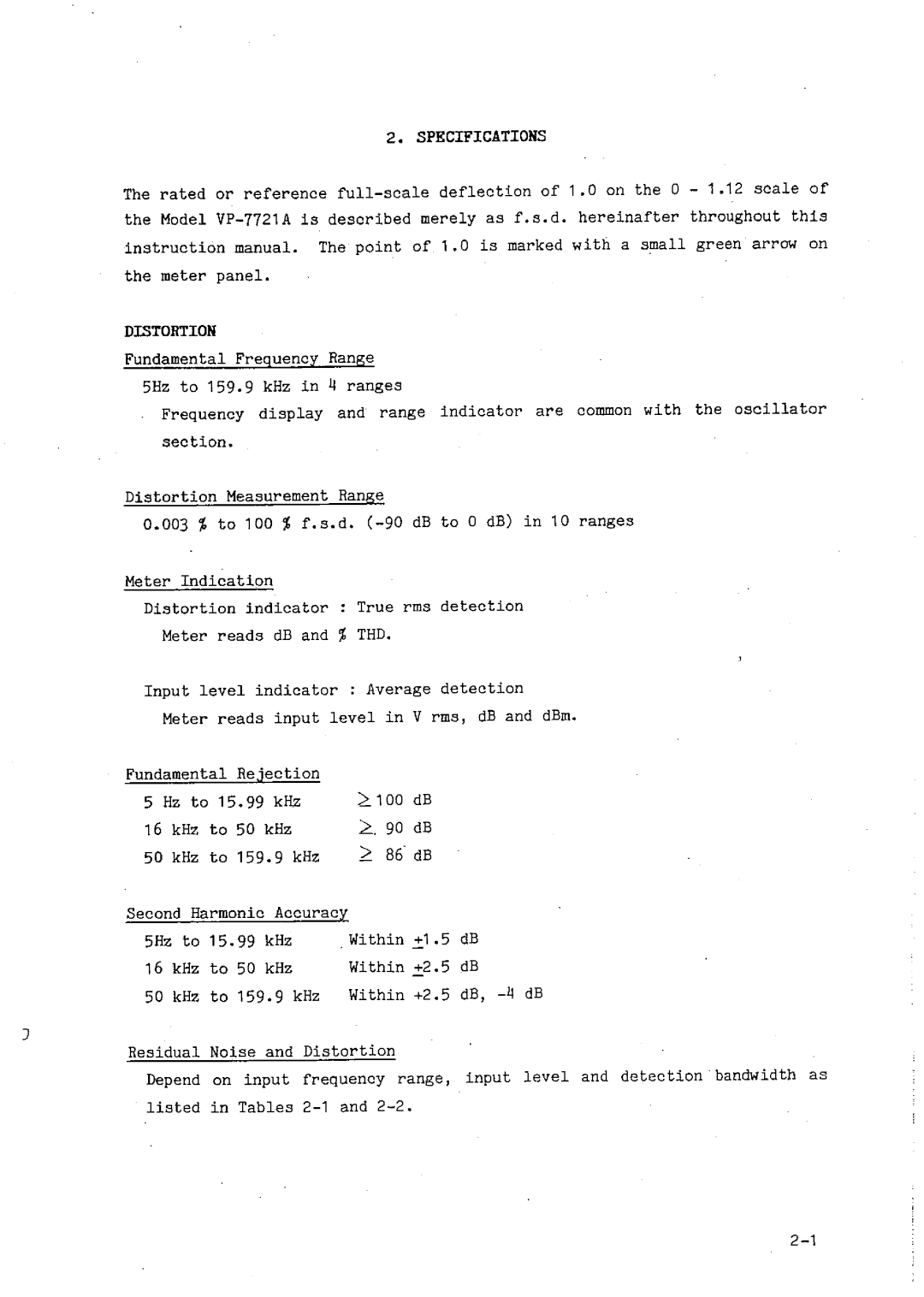 Matsushita VP-7721A manual 