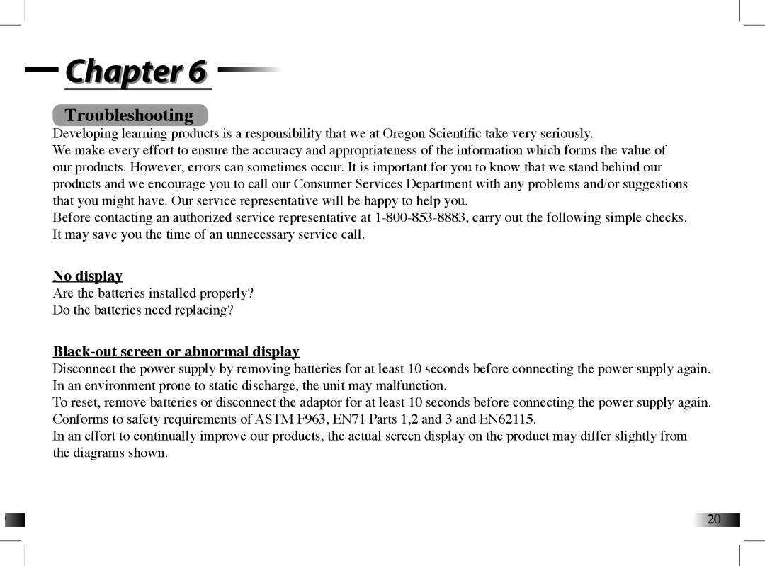 Mattel B-Smart manual Troubleshooting, No display, Black-out screen or abnormal display 