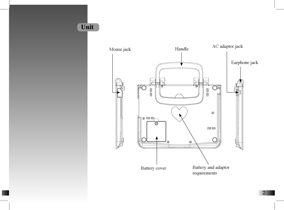 Mattel B-Smart manual Unit, Mouse jack, Handle, Earphone jack, Battery cover, requirements 
