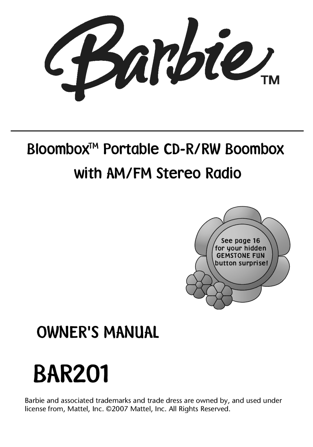 Mattel BAR201 owner manual 