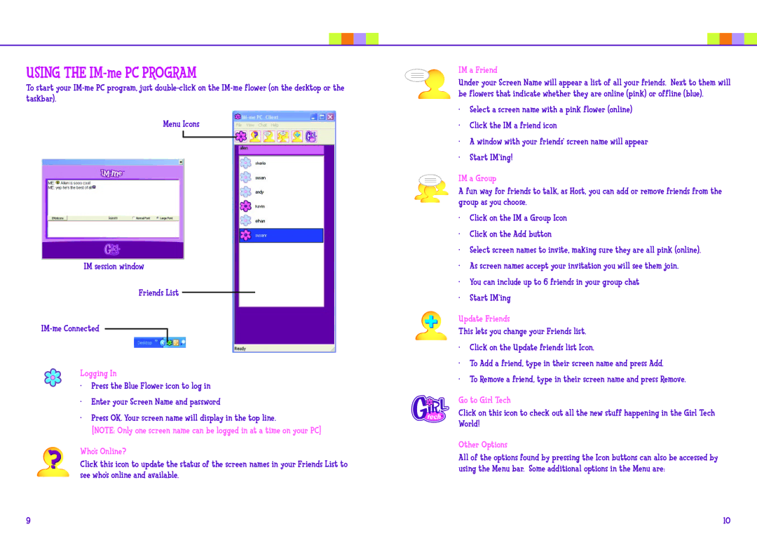 Mattel L7281 manual Using the IM-me PC Program 